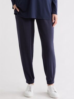 Eileen Fisher Ankle Track Pants Navy Large NWT Organic Cotton